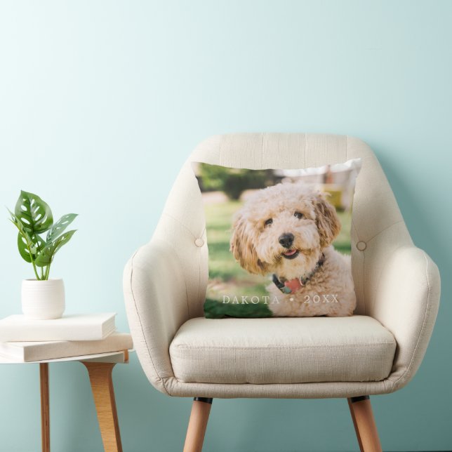 Personalised Pet Photo Name with Plaid Cushion (Chair)