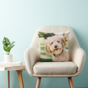 Personalised Pet Photo Name with Plaid Cushion