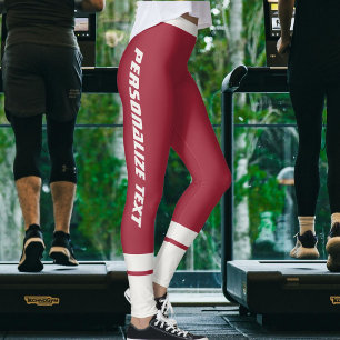 Personalised Pet Photo Neutral Dark Maroon Stripes Leggings