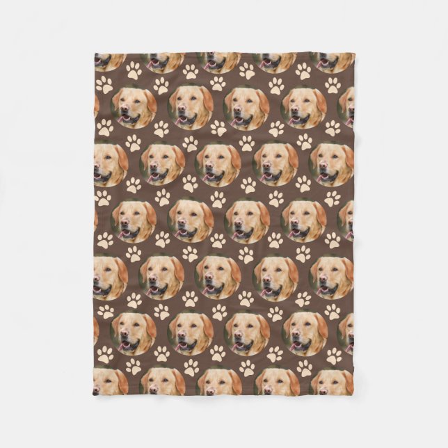 Personalised Pet Photo Pattern Dog Fleece Blanket (Front)