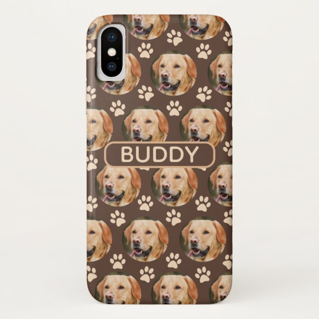 Personalised Pet Photo Pattern Dog Name Case-Mate iPhone Case (Back)