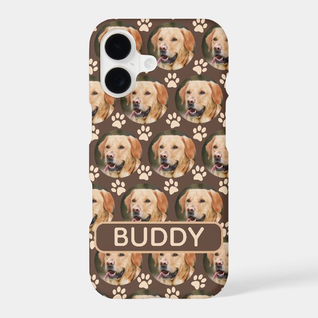 Personalised Pet Photo Pattern Dog Name iPhone Case (Back)