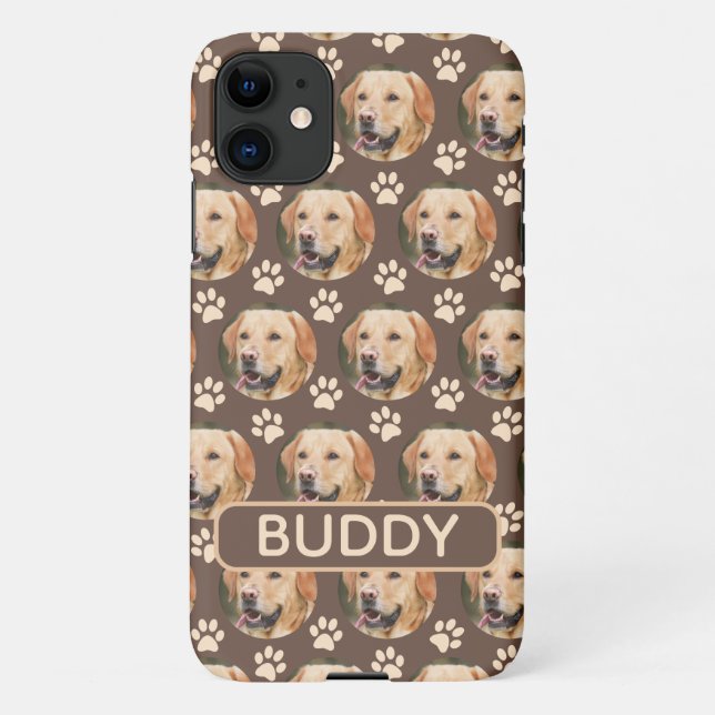 Personalised Pet Photo Pattern Dog Name iPhone Case (Back)