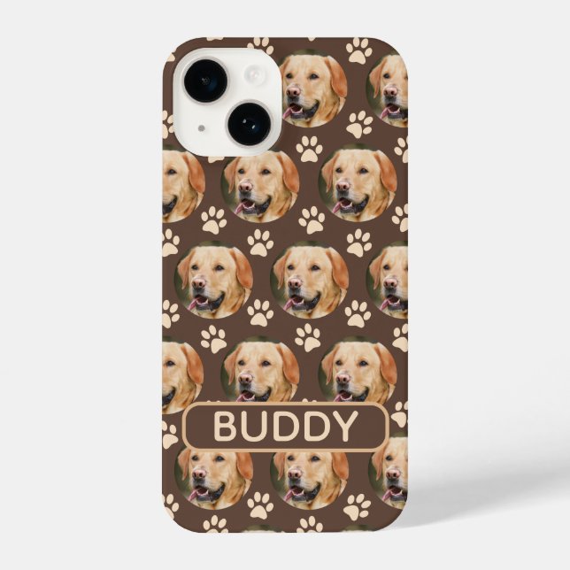 Personalised Pet Photo Pattern Dog Name iPhone Case (Back)