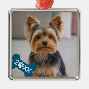 Personalised Pet Photo Paw Print Metal Ornament