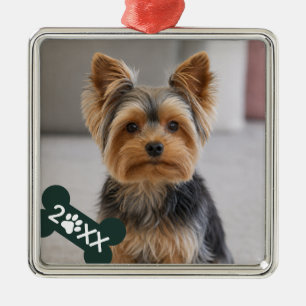 Personalised Pet Photo Paw Print Metal Ornament