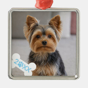 Personalised Pet Photo Paw Print Metal Ornament