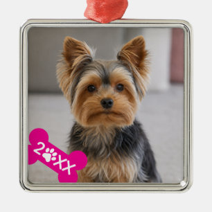 Personalised Pet Photo Paw Print Metal Ornament