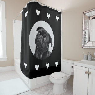 Personalised Pet Photo Pug Dog Shower Curtain
