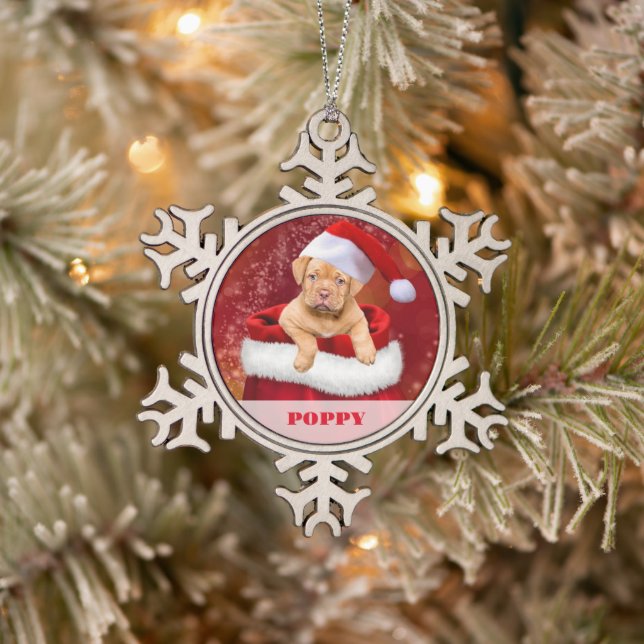 Personalised Pet Photo Snowflake Framed Ornament (Tree)