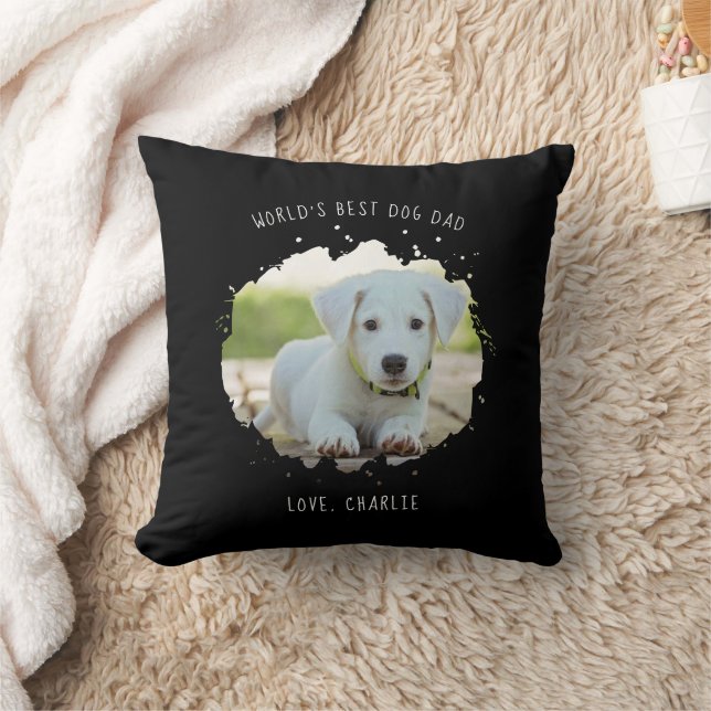 Personalised Pet Photo Splash World's Best Dog Dad Cushion (Blanket)