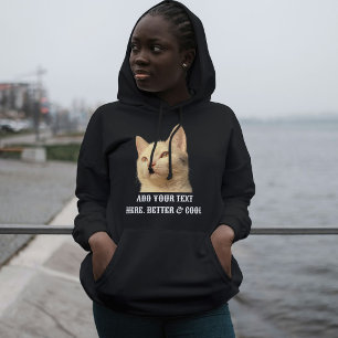 Personalised Pet Photo Text Black White Cat Mum Hoodie