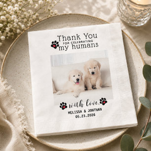 Personalised Pet Photo Thank You Dog Wedding Napkin