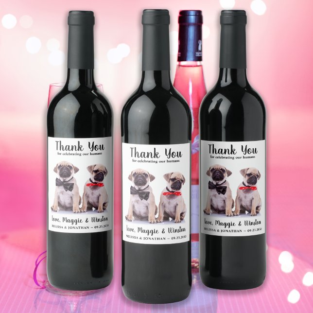 Personalised Pet Photo Thank You Dog Wedding Wine Label (Creator Uploaded)