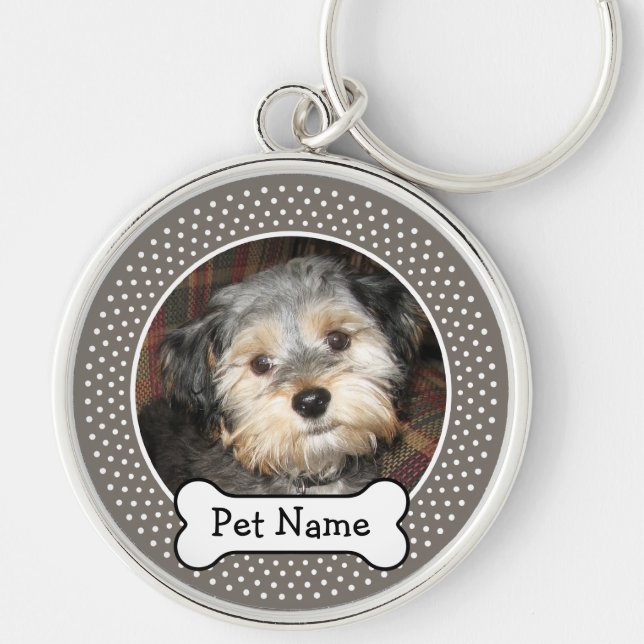 Personalised Pet Photo with Dog Bone Key Ring (Front)