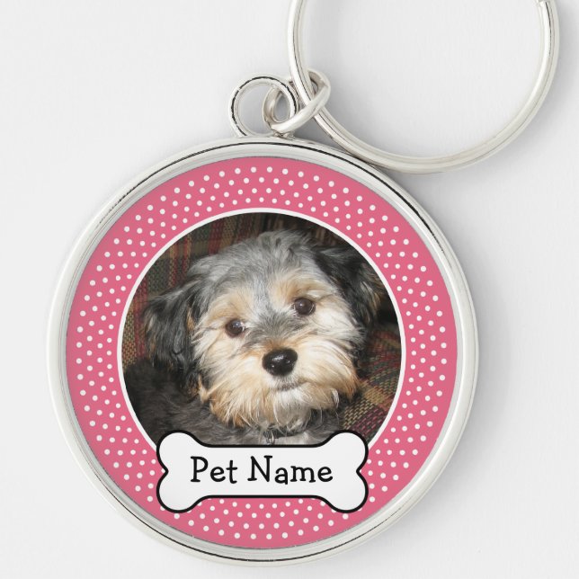 Personalised Pet Photo with Dog Bone Key Ring (Front)