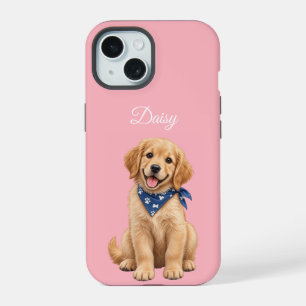 Personalised Pet Photo With Name Blossom Pink iPhone 15 Case