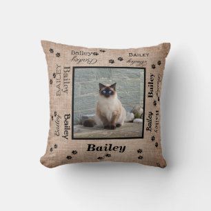 Personalised Pet Photo With Names And Pawprints Cushion