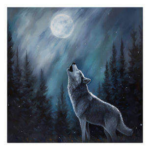 Personalised Pet Photo   Wolf Howling At The Moon Print