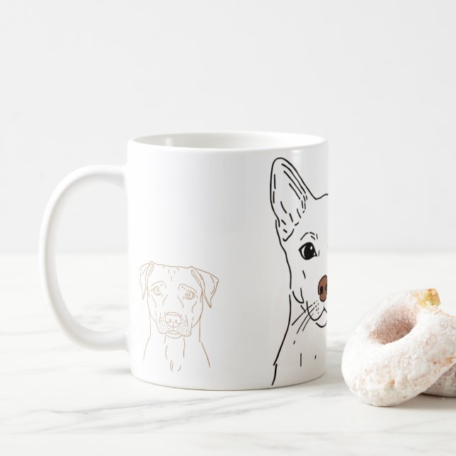Personalised Pet Portrait Gift | Custom Dog & Cat  Coffee Mug (With Donut)