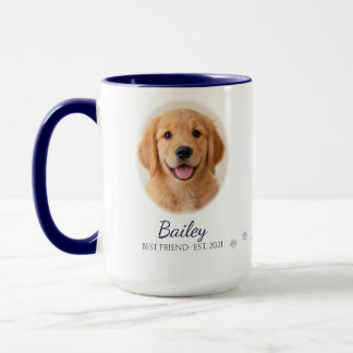 Personalised Pet Portrait Photo Mug Navy Oval