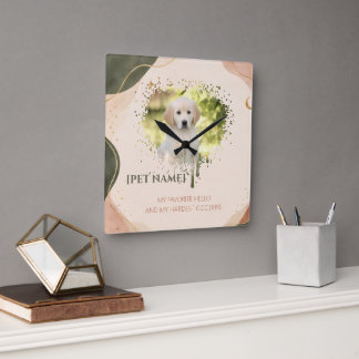 Personalised Pet Portrait Throw Pillow Square Wall Clock