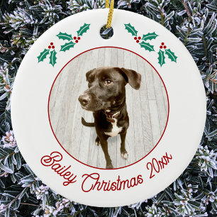 Personalised Pet Puppy Dog Christmas Photo Ceramic Ornament