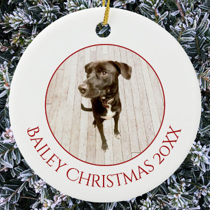 Personalised Pet Puppy Dog Christmas Photo Ceramic Ornament