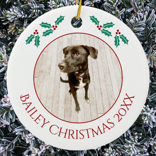 Personalised Pet Puppy Dog Christmas Photo Ceramic Ornament