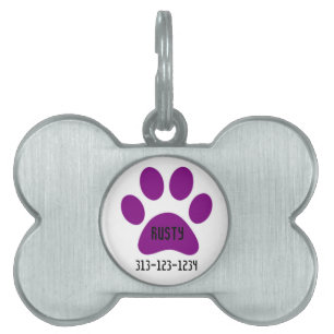 Personalised Pet Tag/Paw Print Pet ID Tag