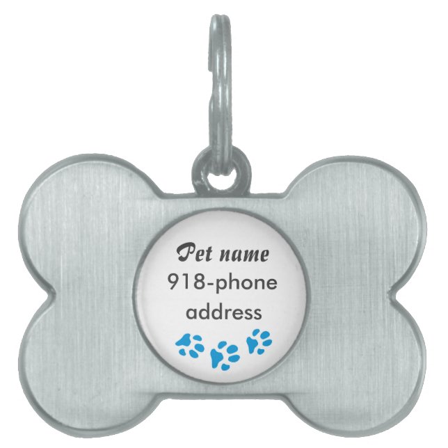 personalised pet tag with paw prints (Front)