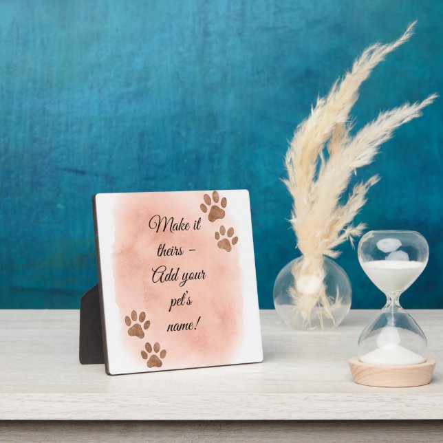 Personalised Pet Wall Art – Elegant Paw Print Desi Plaque (Insitu)