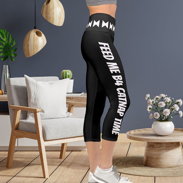 Personalised Pet White Black Stripes Stylish Fun Capri Leggings (Creator Uploaded)