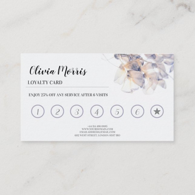 Personalised petaled Loyalty Card  (Back)