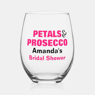 Personalised Petals & Prosecco Bridal Shower  Stemless Wine Glass