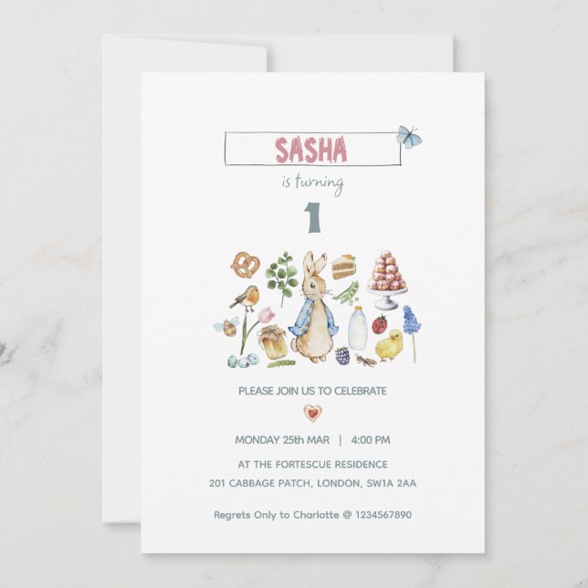 personalised peter the rabbit invitation (Back)