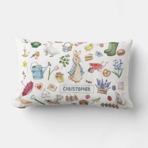 personalised peter the rabbit lumbar cushion