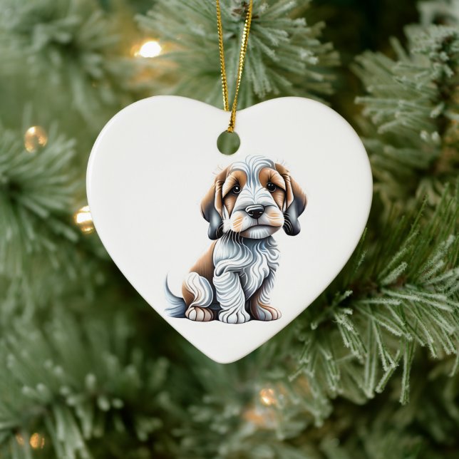 Personalised Petit Basset Griffon Vendéen Puppy Ceramic Ornament (Tree)