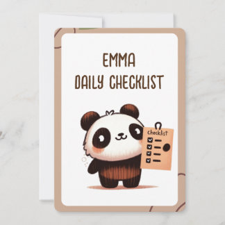 personalised petite Panda daily check list