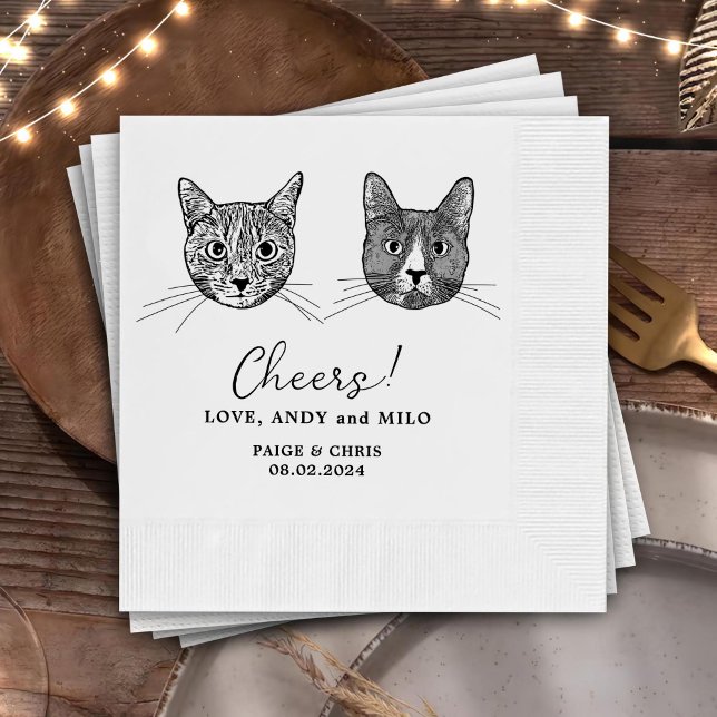Personalised Pets Custom Hand Drawing Wedding Napkin (Creator Uploaded)