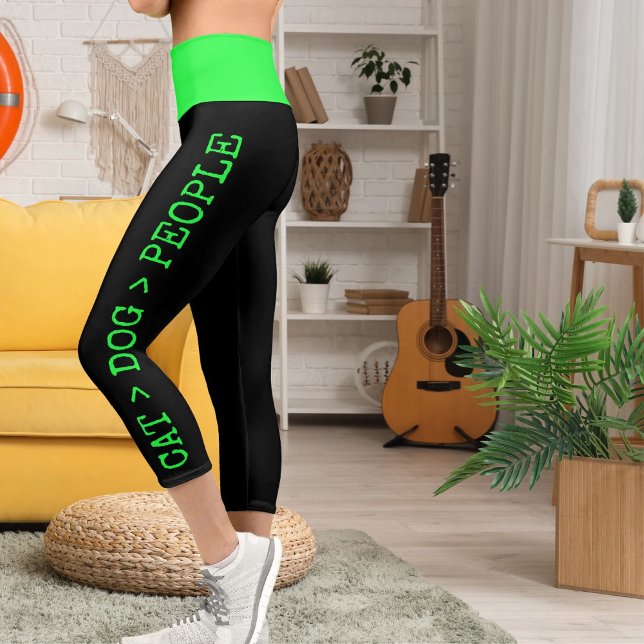 Personalised Pets Green Black Grunge Edgy Look Fun Capri Leggings (Creator Uploaded)