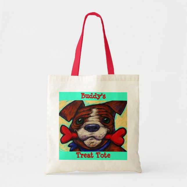 Personalised Pet's Name Dog Treat Bones Tote Bag (Front)