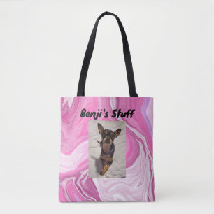 Personalised Pet's Stuff   Pink and White   Tote Bag