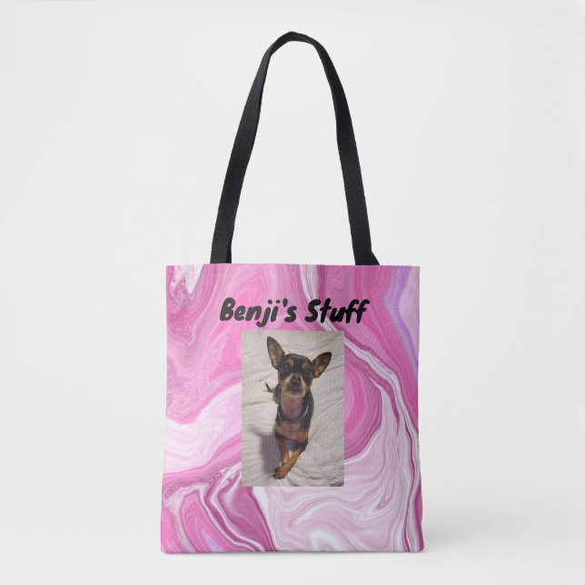 Personalised Pet's Stuff | Pink and White   Tote Bag (Front)