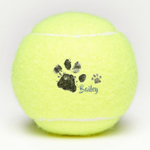 Personalised Pet's Tennis Ball with Paw Prints