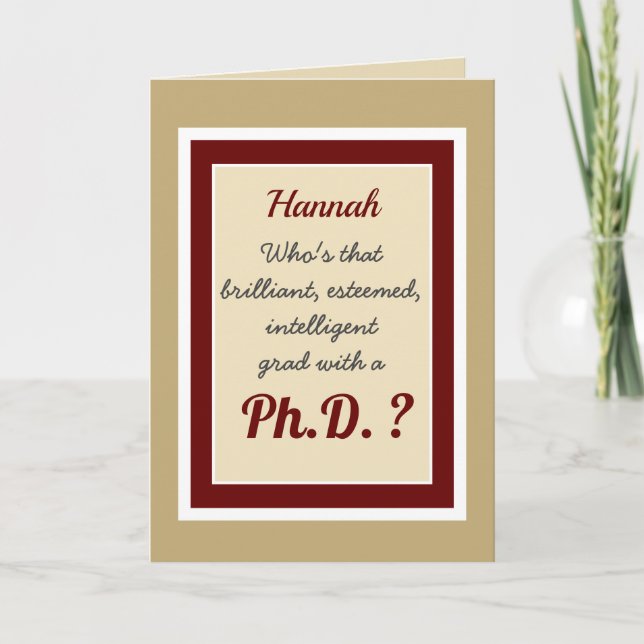 Personalised Ph.D. Congratulations card (Front)