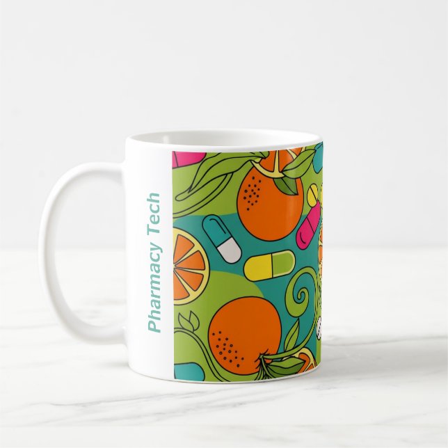 Personalised Pharmacy Mug Retro Oranges (Left)