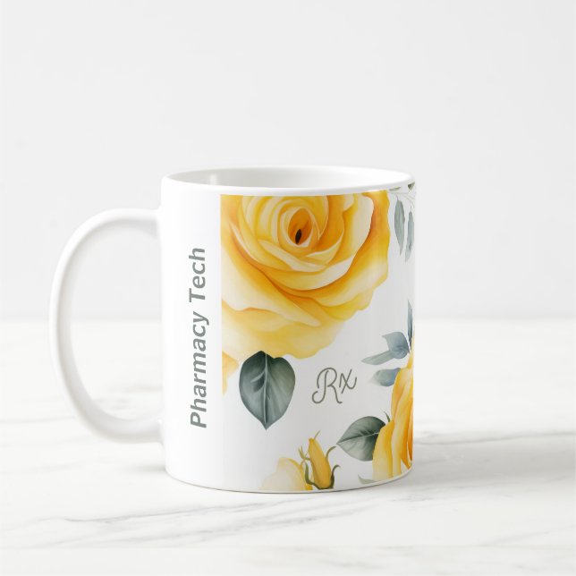 Personalised Pharmacy Mug Yellow Roses  (Left)