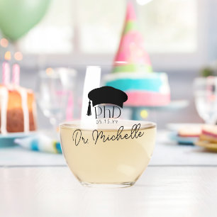 Personalised PhD Doctoral Degree Dr Graduation Stemless Wine Glass