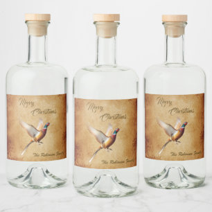 Personalised Pheasant Merry Christmas Liquor Bottle Label